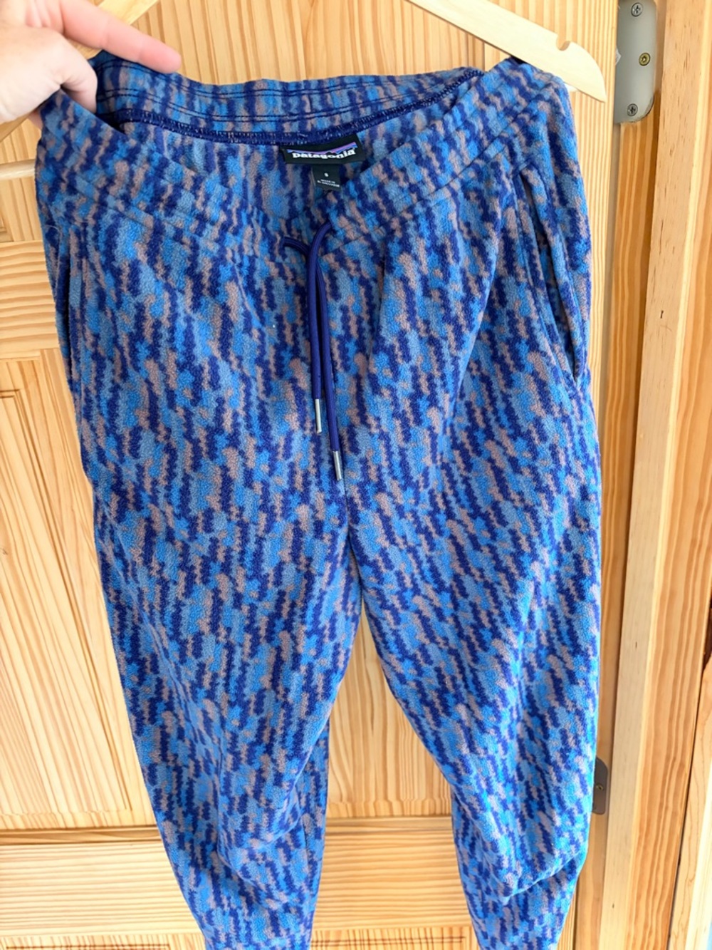 Patagonia Blue & Brown Patterned Knit Joggers Micro D Jogger